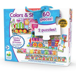 Jucarie Set 2 Puzzle-uri, The Learning Journey, Trenul urias cu culori si forme, Multicolor