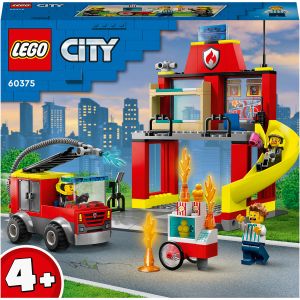 LEGOÂ® City: Statie si masina de pompieri 60375, 153 piese, Multicolor