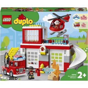 LEGO® DUPLO: Statie de Pompieri si elicopter, 117 piese, Multicolor, 10970, Multicolor
