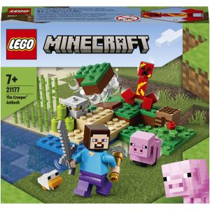 LEGO® Minecraft: Ambuscada Creeper-ului, 72 piese, Multicolor, 21177, Multicolor