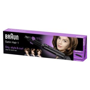 Perie cu aer cald Braun Satin-Hair 1 AS 110, 200 W, 2 Trepte, Perie 18 mm, Negru