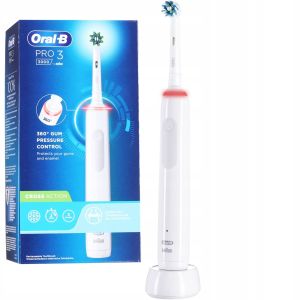 Periuta de dinti electrica cu actiune incrucisata, Oral-B Pro 3 3000, Alb