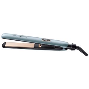 Placa de indreptat parul Remington Shine Therapy PRO S9300, Invelis ceramic cu ulei de Argan, Generator de ioni, Albastru/Auriu