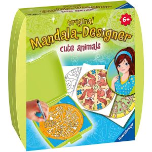 Jucarie Set de creatie, Ravensburger, Mini Mandala cu animale, Multicolor