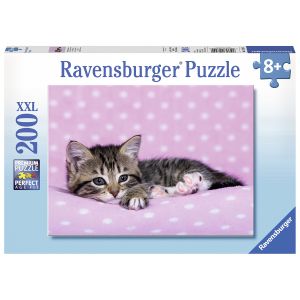 Jucarie Puzzle Ravensburger, Pisicuta pe patura, 200 piese, Multicolor
