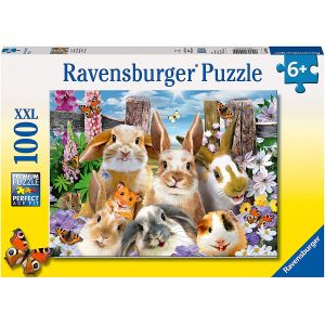 Jucarie Puzzle, Ravensburger, Iepurasi, 100 piese, Multicolor