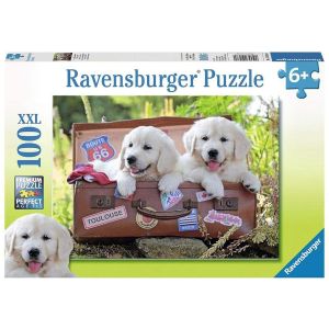 Jucarie Puzzle Ravensburger, Catei in valiza, 100 piese, Multicolor
