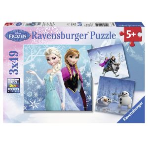 Jucarie Puzzle Frozen, 3x49 piese, Ravensburger, Multicolor