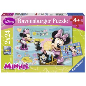 Jucarie Puzzle Minnie Mouse, 2x24 piese, Ravensburger, Multicolor