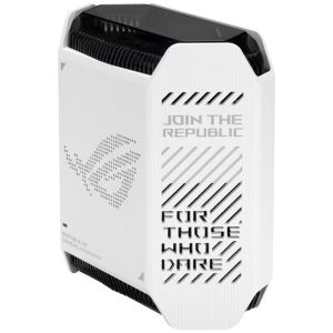 Router Mesh Gaming Wireless ASUS ROG Rapture GT6 (W-1-PK), AX10000, Tri-Band, acoperire 275m², Tri-Core 1.7GHz CPU, 256MB/512MB Flash/RAM, 2.5G port, AiProtection Pro, Adaptive QoS, VPN server/client, IPTV, OFDMA, Beamforming, Link Aggregation, AiMesh