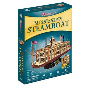 Jucarie Puzzle 3D Cubic Fun, Nava Mississippi Steamboat, 142 piese, Multicolor