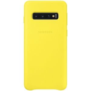 Husa de protectie telefon Samsung Leather Cover pentru Samsung Galaxy S10, EF-VG973LYEGWW, Piele, Galben