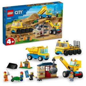 LEGO City: Camioane de constructie si macara cu bila pentru demolari 60391, 235 piese
