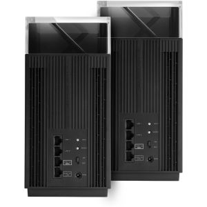 Sistem Wi-Fi Mesh ASUS ZenWiFi Pro ET12(2-PK)AXE11000, Tri-Band, acoperire 610m, Quad-Core 2.0