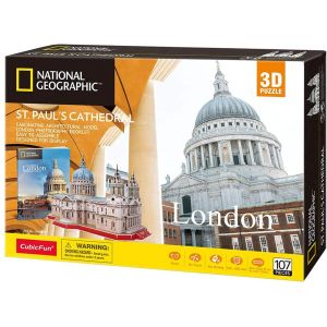 Jucarie Puzzle 3D, CubicFun, National Geographic, Catedrala St. Paul, 107 piese, Multicolor