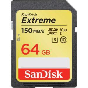 Card de memorie SanDisk, Extreme SDXC, 64GB, Class 10, UHS-I/U3, 150MB/s, Negru