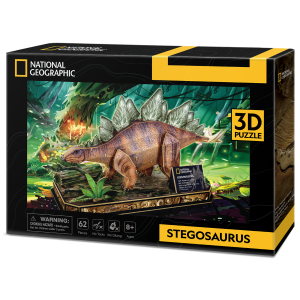 Jucarie Puzzle 3D Cubic Fun, Stegosaurus, 62 piese, Multicolor