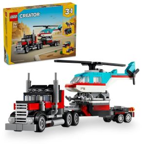 LEGO Creator 3 in 1: Camioneta-platforma cu elicopter 31146, 270 piese
