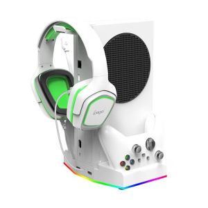 Statie de incarcare controler XBS011S, iPega pentru Xbox Series S, Alimentat cu baterie, 1400 mAh, RGB, Alb