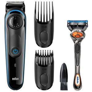 Aparat de tuns barba Braun BT3040 + Gillette Fusion FlexBall, Wet&Dry, 39 setari lungime, Negru