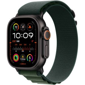 Apple Watch Ultra 2 GPS + Cellular, Carcasa Black Titanium 49mm, Dark Green Alpine Loop - Large