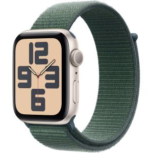 Apple Watch SE (2024), GPS, Carcasa Starlight Aluminium 44mm, Lake Green Sport Loop