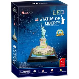 Jucarie Puzzle 3D Cubic Fun, LED, Statuia Libertatii, 37 piese, Multicolor