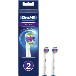 Rezerve periuta de dinti electrica Oral-B 3D White, Tehnologie CleanMaximiser, 2 buc, Alb