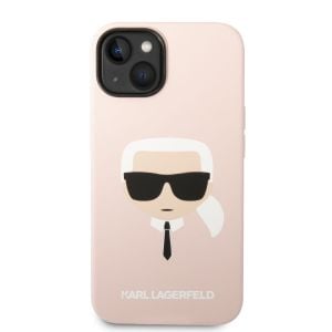 Husa de protectie telefon Karl Lagerfeld pentru iPhone 14 Plus, Karl Head, Silicon lichid, Roz