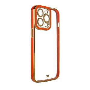Husa de protectie telefon Hurtel pentru Apple iPhone 13 Pro, Fashion Gold Frame, Plastic, Rosu