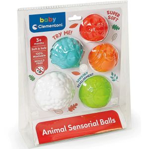 Jucarie Set bile senzoriale Baby Clementoni, Forme de animale, Multicolor
