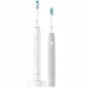  Set doua periute de dinti electrice Oral-B Pulsonic Slim Clean 2900, alb/gri
