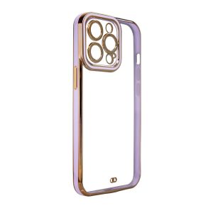 Husa de protectie telefon Hurtel pentru Apple iPhone 13 Pro Max, Fashion Gold Frame, Plastic, Mov