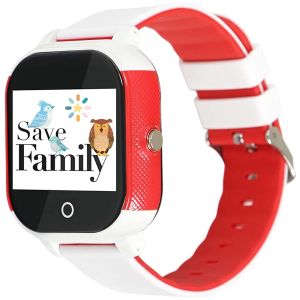 Ceas Smartwatch Savefamily Junior 2G, Chat privat, Apel, Buton SOS, Alb / Rosu