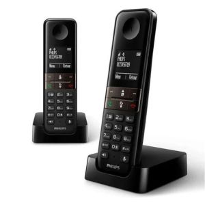 Telefon Fix fara fir Philips D4702B/34 Duo, Negru