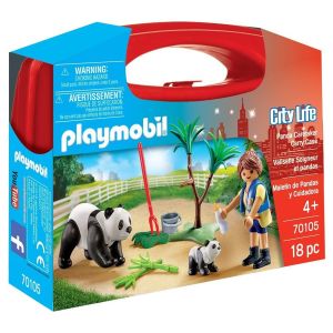 Jucarie Playmobil City Life, Set Portabil Ursuleti panda, 70105, Multicolor