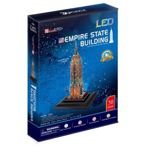 Jucarie Puzzle 3D Cubic Fun, LED, Empire State Building, 38 piese, Multicolor