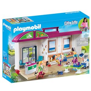 Jucarie Playmobil City Life, Set mobil clinica veterinara, 70146, Multicolor