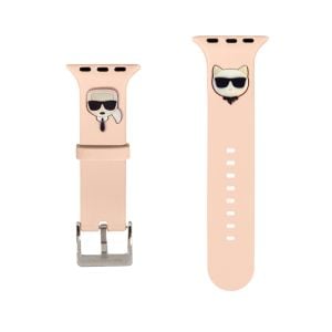 Curea pentru Ceas Smartwatch, Karl Lagerfeld, Karl and Choupette Watch Strap pentru Apple Watch 42/44mm, Silicon, Roz