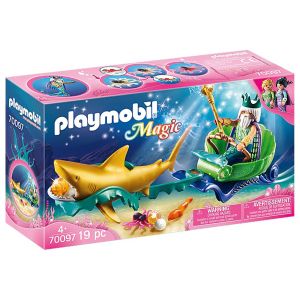 Jucarie Playmobil Magic, Regele marii cu trasura rechin, 70097, Multicolor