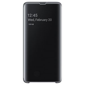 Husa de protectie telefon Samsung Clear View Cover pentru Samsung Galaxy S10 5G, EF-ZG977CBEGWW, Negru