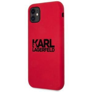 Husa telefon iPhone 11, Karl Lagerfeld, Stack Black Logo, Silicon, KLHCN61SLKLRE, Red