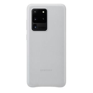 Husa de protectie telefon Samsung Leather Cover pentru Samsung Galaxy S20 Ultra, Piele, EF-VG988LSEGEU, Gri deschis
