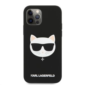 Husa telefon iPhone 12/12 Pro, Karl Lagerfeld, Choupette Head, Silicon, KLHCP12MSLCHBK, Black