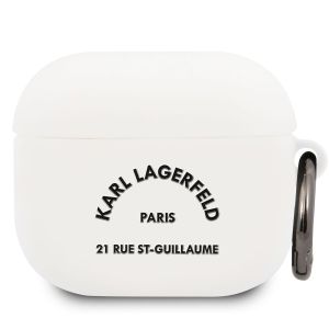 Husa din silicon, Karl Lagerfeld, Rue St Guillaume, pentru Airpods 3, KLACA3SILRSGWH, Alb
