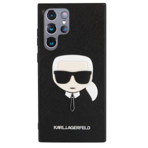 Husa telefon Karl Lagerfeld pentru Samsung Galaxy S22 Ultra, Saffiano Karl Head, Piele ecologica, Black