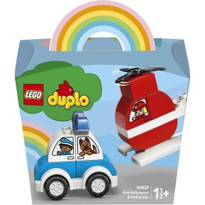 LEGO® DUPLO: Elicopter de pompieri si masina de politie 10957, 14 piese, Multicolor