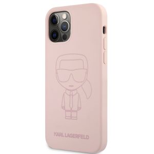 Husa telefon iPhone 12 Pro Max, Karl Lagerfeld, Iconic Outline, Silicon, KLHCP12LSILTTPI, Pink