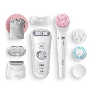 Epilator Braun Silk-epil Beauty Set 7-785 Premium 7-in-1, 40 pensete, 2 viteze, 9 accesorii, Alb