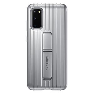 Husa de protectie telefon Samsung Protective Standing Cover pentru Samsung Galaxy S20, EF-RG980CSEGEU, Argintiu